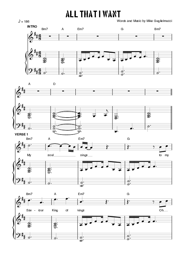 All That I Want Piano/Vocal & Lead (Planetshakers)