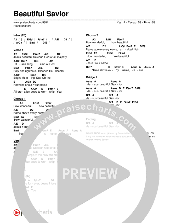 Beautiful Savior Chords & Lyrics (Planetshakers)