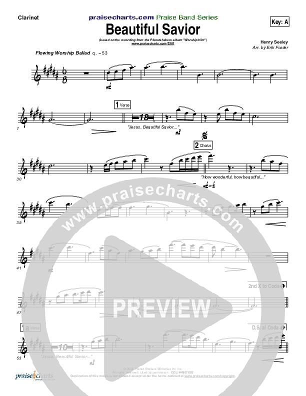 Beautiful Savior Clarinet (Planetshakers)