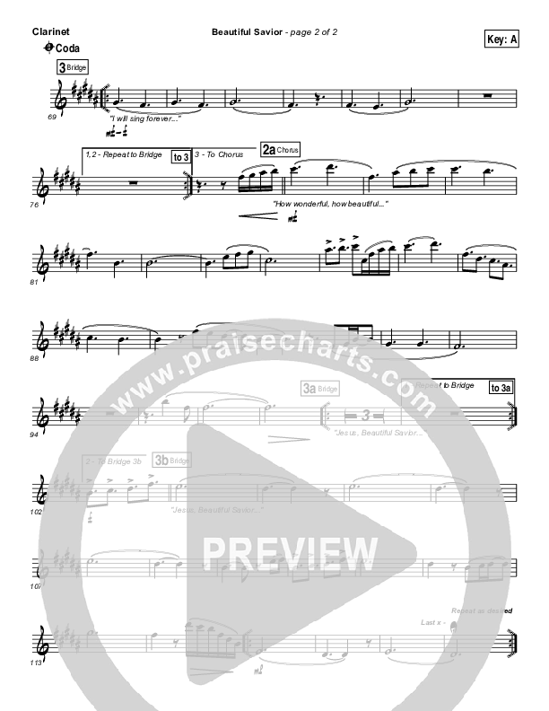 Beautiful Savior Clarinet (Planetshakers)