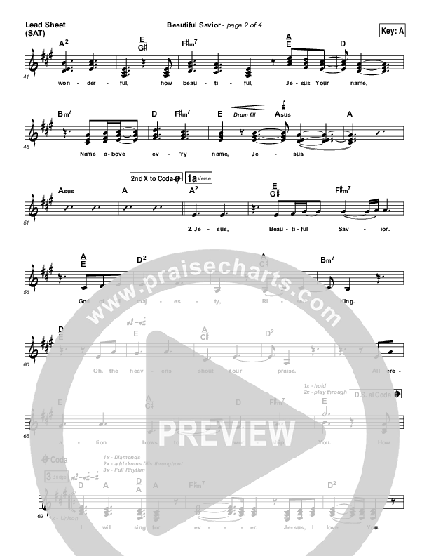 Beautiful Savior Lead Sheet (SAT) (Planetshakers)