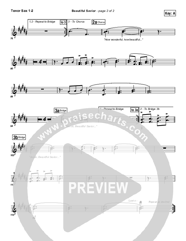 Beautiful Savior Tenor Sax 1/2 (Planetshakers)