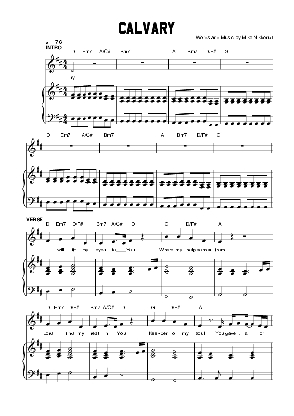 Calvary Piano/Vocal (Planetshakers)