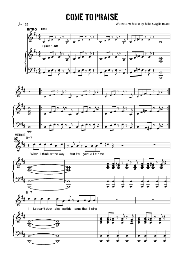 Come To Praise Lead & Piano (Planetshakers)