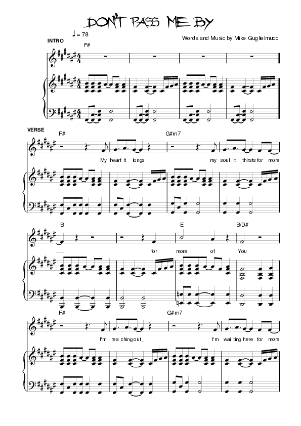 Don't Pass Me By Piano/Vocal (Planetshakers)