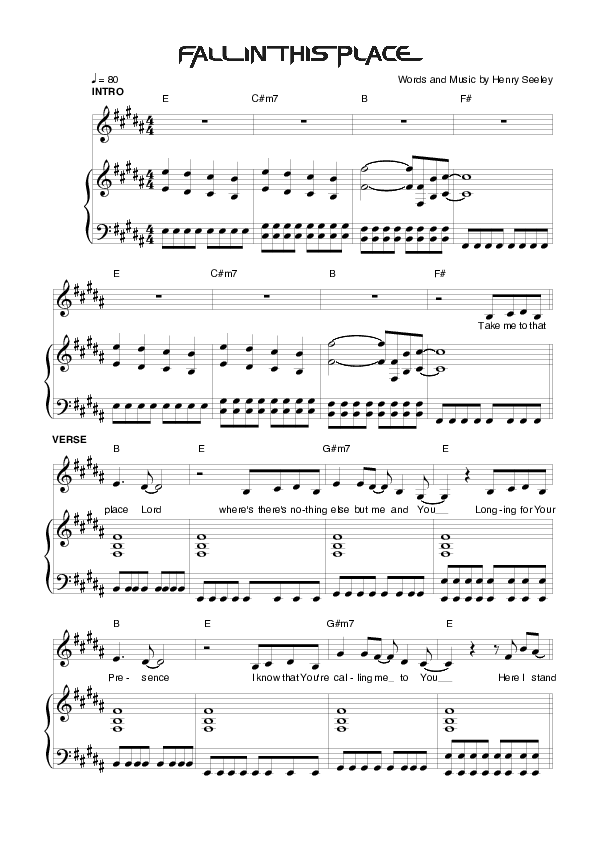 Fall In This Place Piano/Vocal & Lead (Planetshakers)