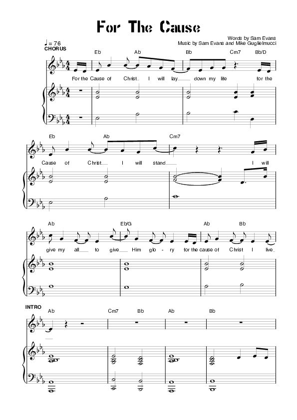 For The Cause Lead & Piano (Planetshakers)