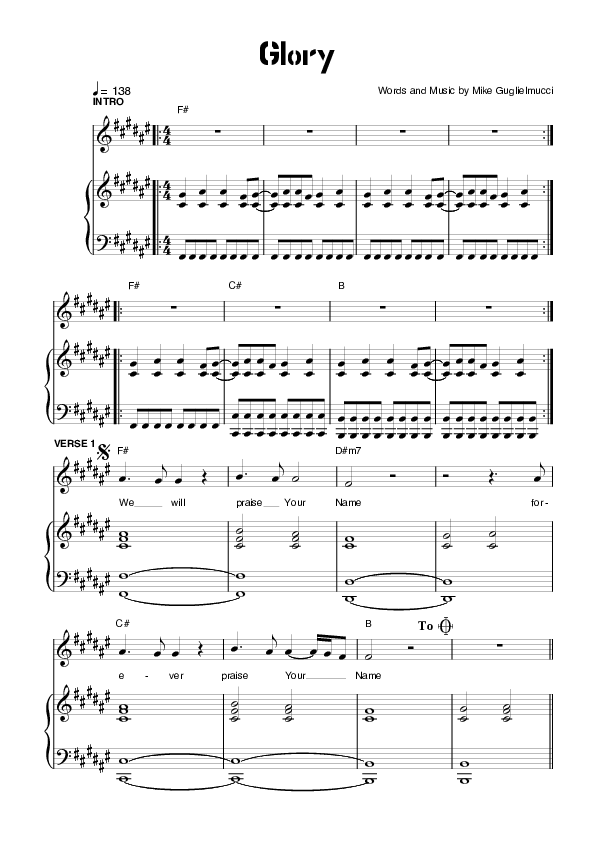 Glory Lead & Piano (Planetshakers)