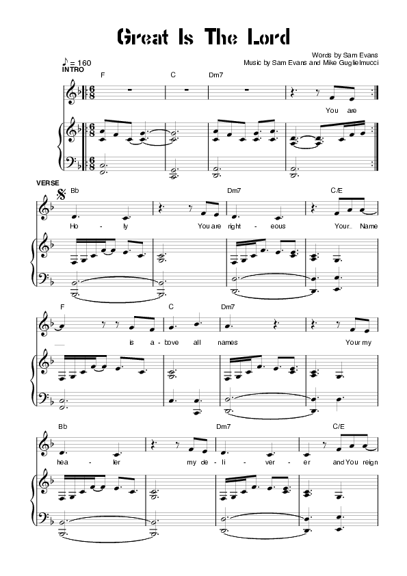 Great Is The Lord Lead & Piano (Planetshakers)