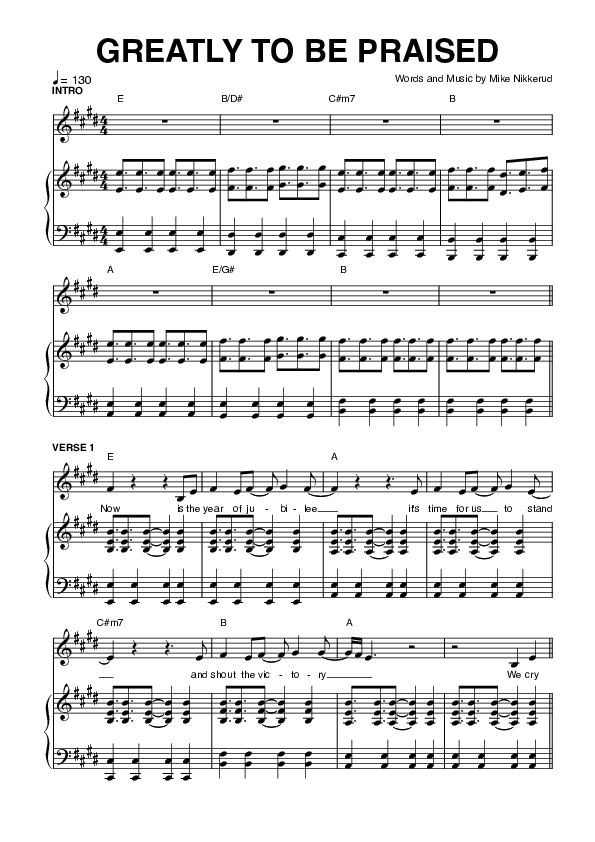 Greatly To Be Praised Lead & Piano (Planetshakers)