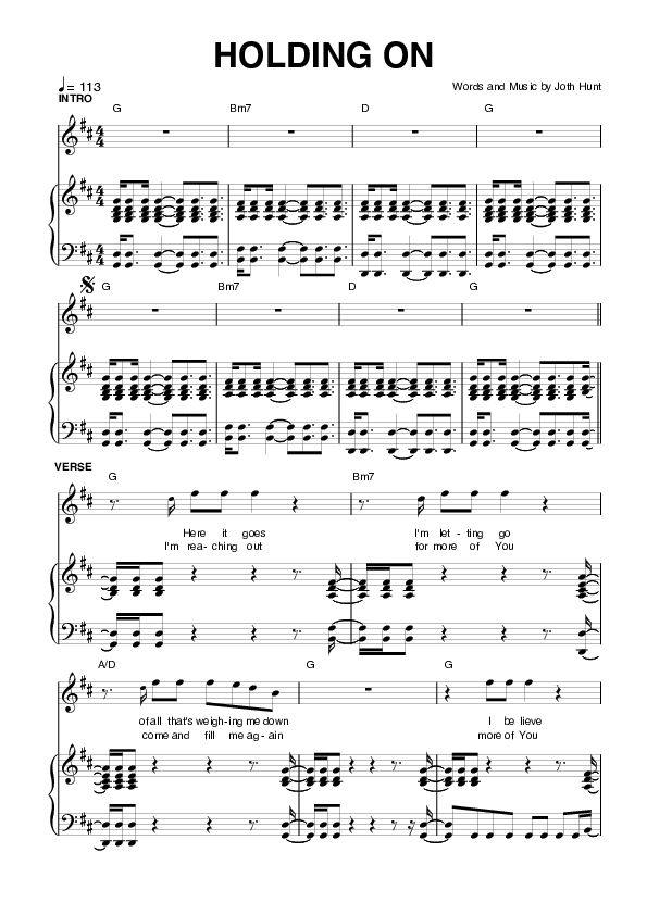 Holding On Lead & Piano (Planetshakers)