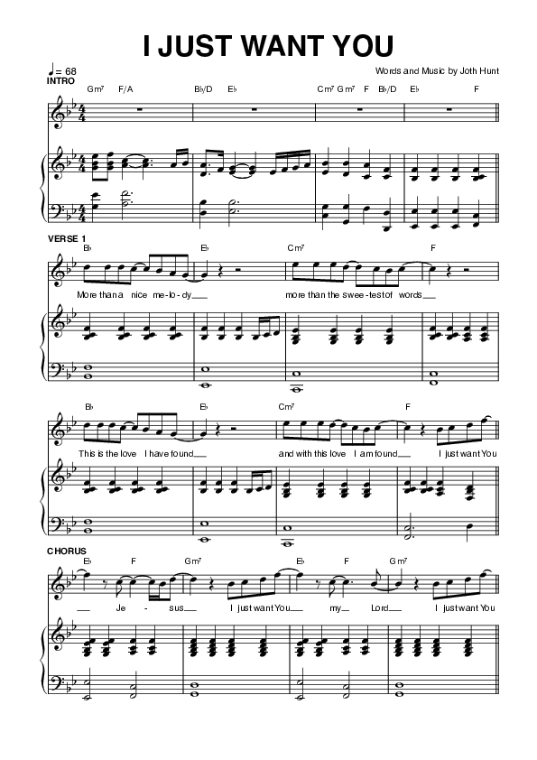 I Just Want You Piano/Vocal & Lead (Planetshakers)