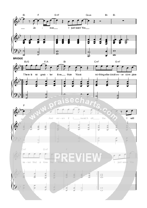 I Just Want You Piano/Vocal & Lead (Planetshakers)