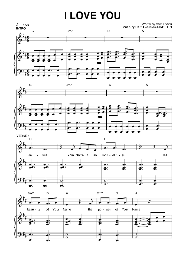 I Love You Lead & Piano (Planetshakers)