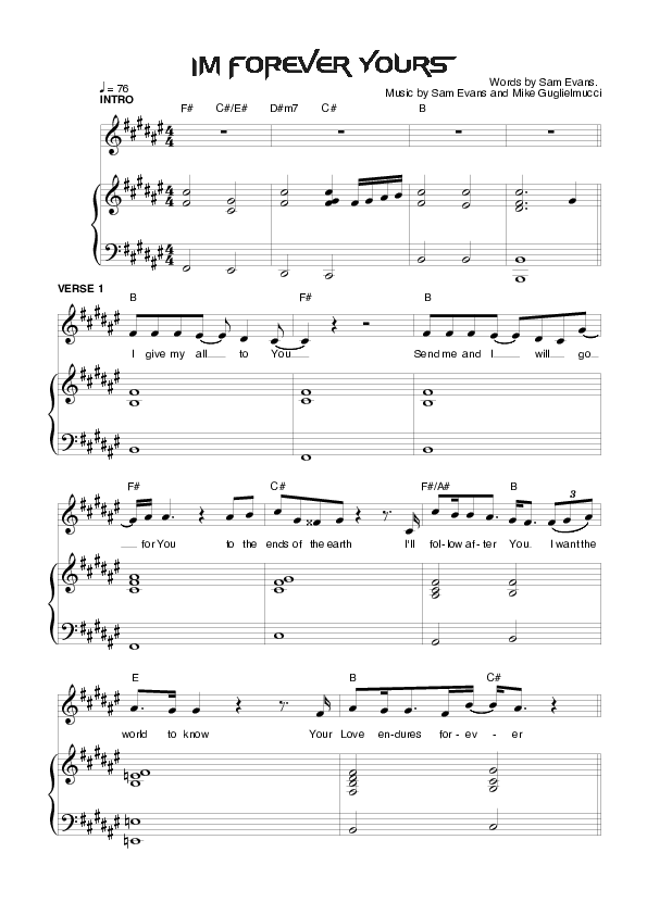 I'm Forever Yours Sheet Music PDF (Planetshakers) - PraiseCharts