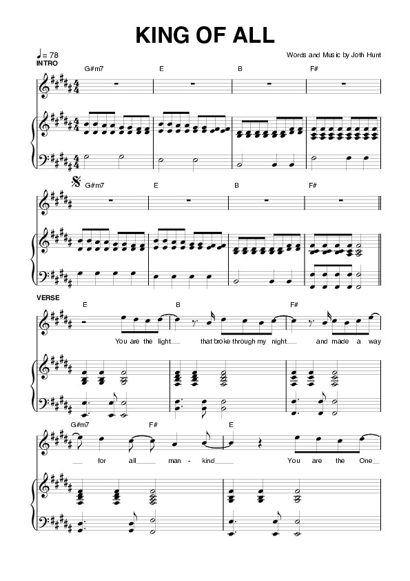 King Of All Lead & Piano (Planetshakers)