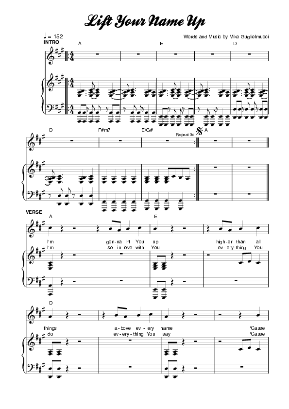 Lift Your Name Up Piano/Vocal (Planetshakers)