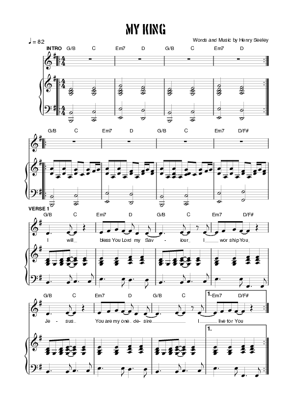My King Piano/Vocal (Planetshakers)