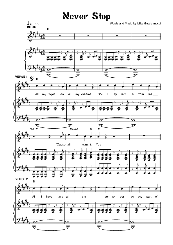 Never Stop Lead & Piano (Planetshakers)