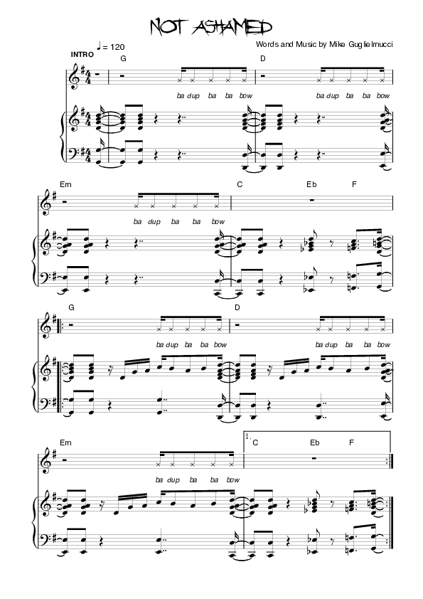 Not Ashamed Lead & Piano (Planetshakers)