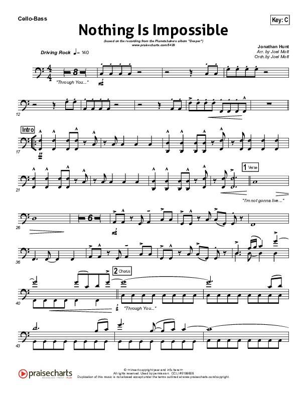 Nothing Is Impossible Cello/Bass (Planetshakers)