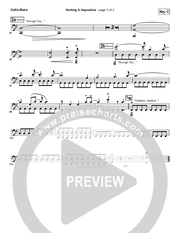 Nothing Is Impossible Cello/Bass (Planetshakers)