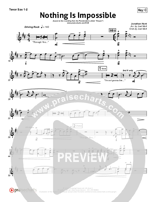 Nothing Is Impossible Tenor Sax 1/2 (Planetshakers)