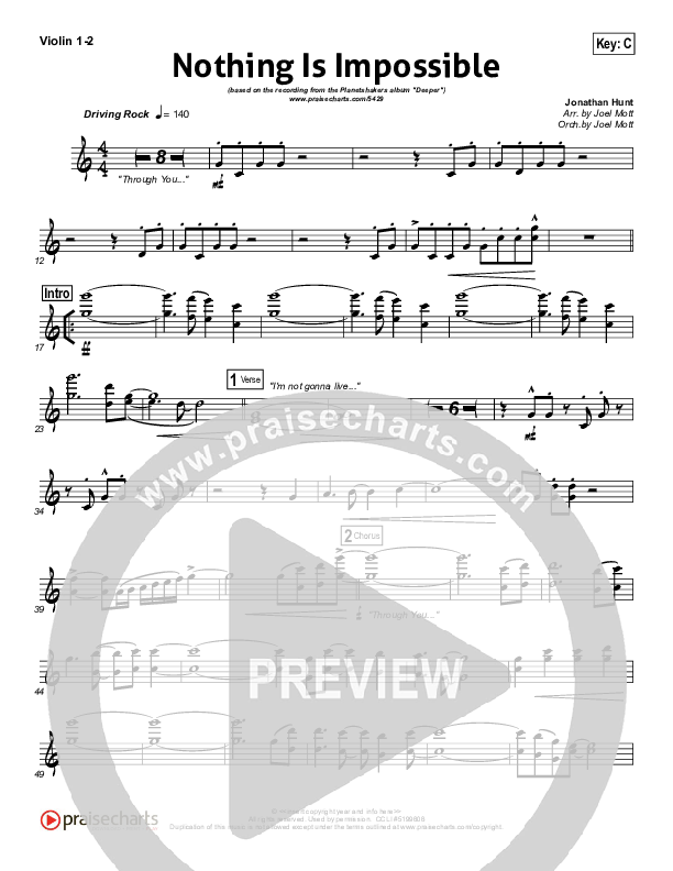 Nothing Is Impossible Violin 1/2 (Planetshakers)