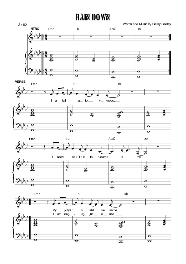 Rain Down Piano/Vocal (Planetshakers)