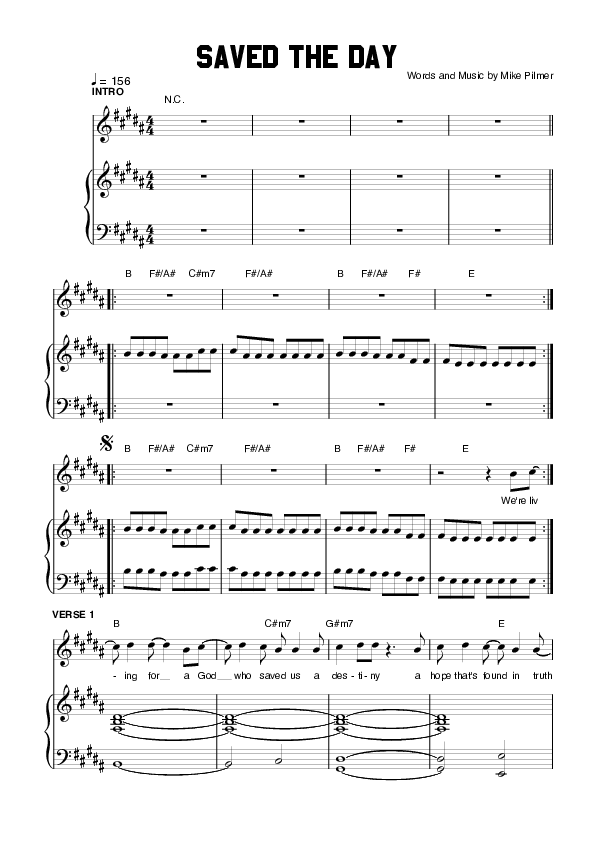 Saved The Day Lead & Piano (Planetshakers)