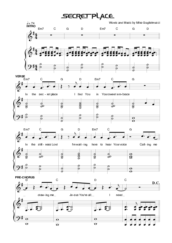 Secret Place Lead & Piano (Planetshakers)