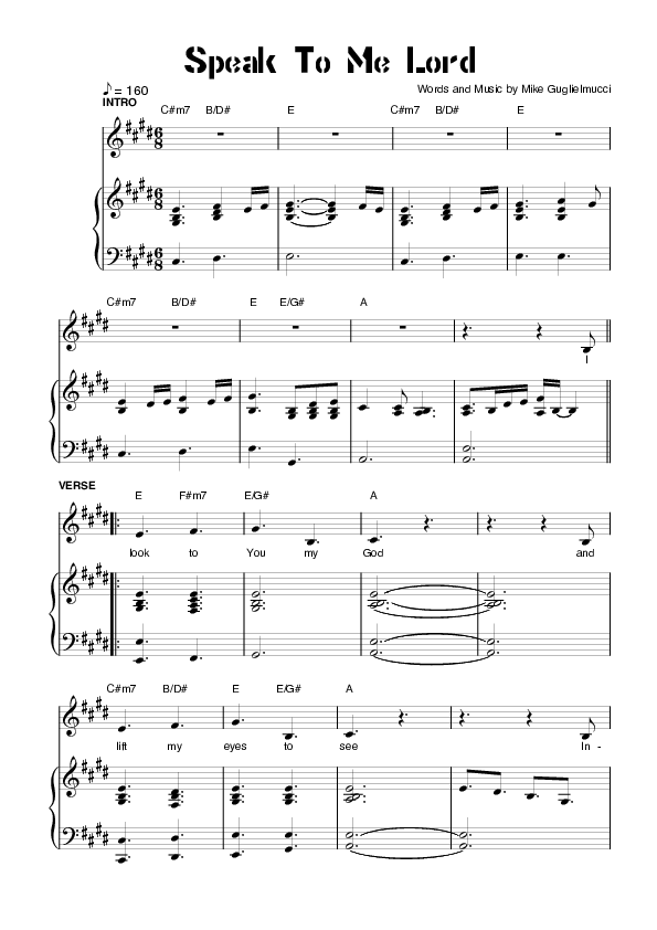 Speak To Me Lord Lead & Piano (Planetshakers)