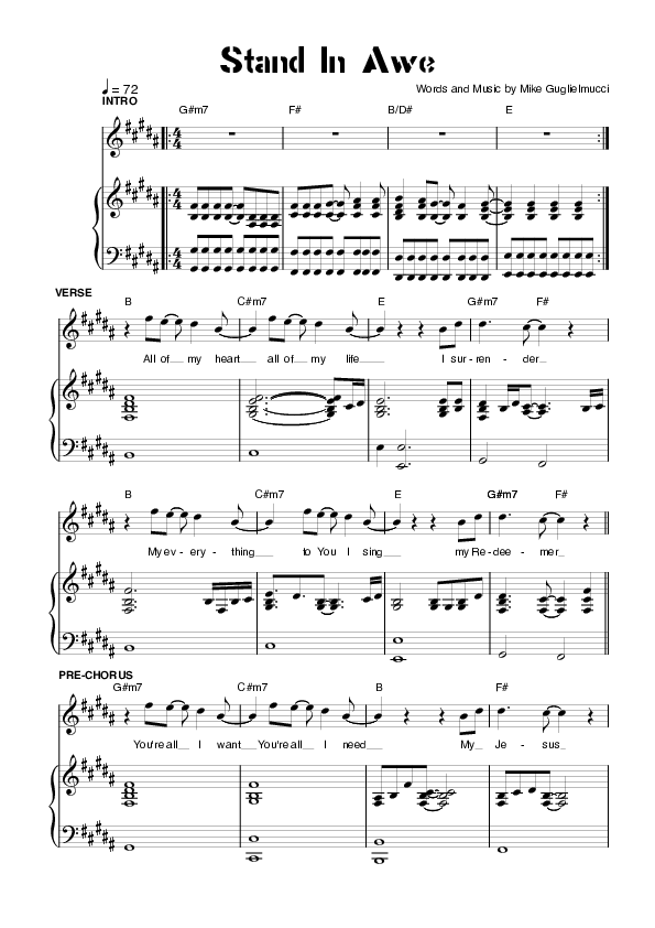 Stand In Awe Lead & Piano (Planetshakers)