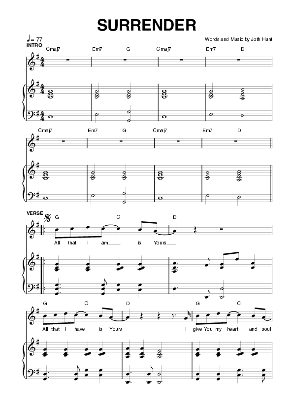 Surrender Lead & Piano (Planetshakers)