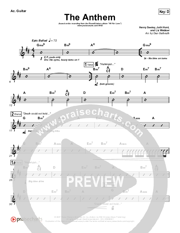 The Anthem Rhythm Chart (Planetshakers)