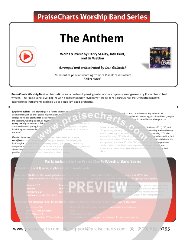 The Anthem Cover Sheet (Planetshakers)