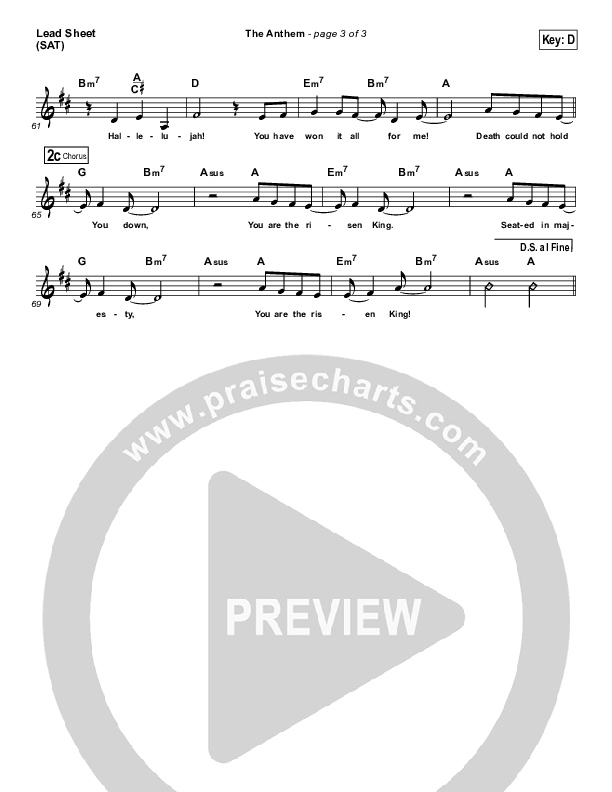 The Anthem Lead Sheet (SAT) (Planetshakers)
