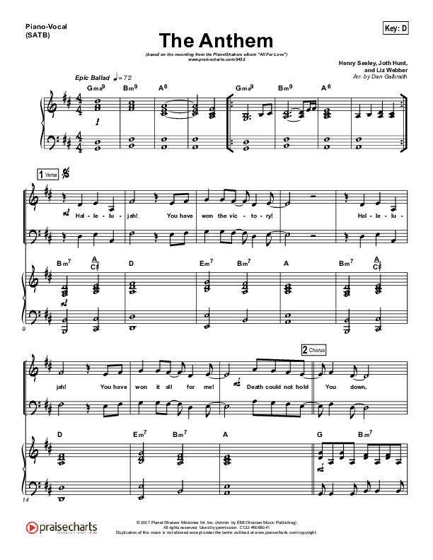 The Anthem Piano/Vocal & Lead (Planetshakers)