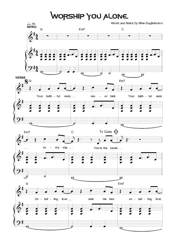 Worship You Alone Lead & Piano (Planetshakers)