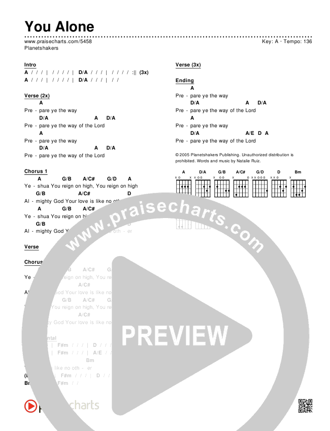 You Alone Chords & Lyrics (Planetshakers)