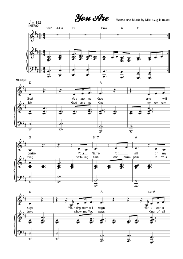 You Are Piano/Vocal (Planetshakers)