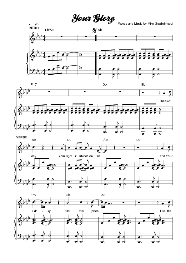 Your Glory Piano/Vocal (Planetshakers)