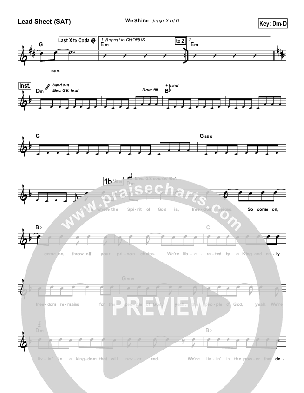 We Shine Lead Sheet (SAT) (FEE Band)