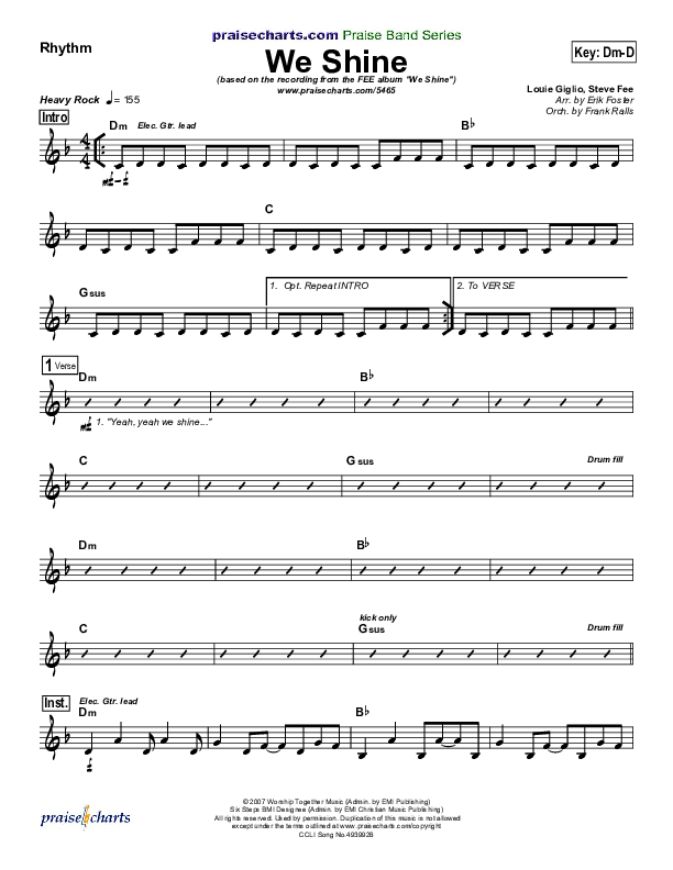 We Shine Rhythm Chart (FEE Band)