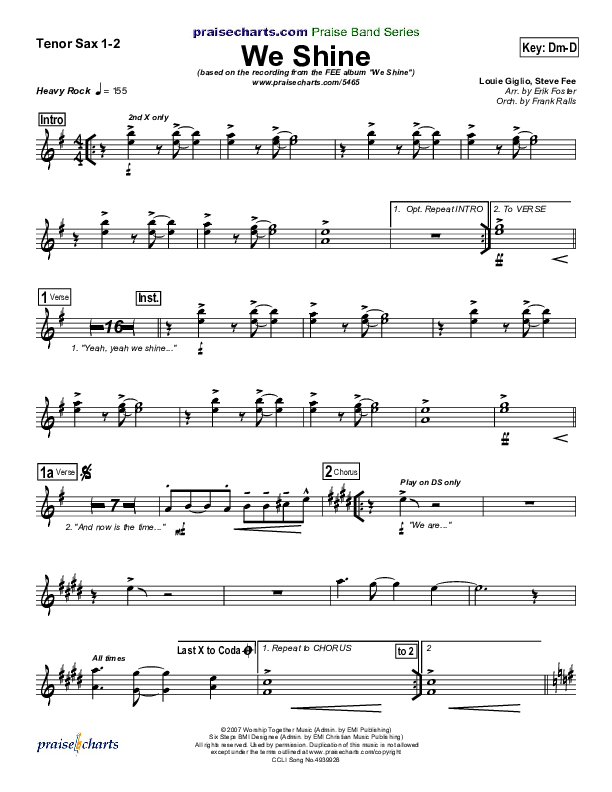 We Shine Tenor Sax 1/2 (FEE Band)