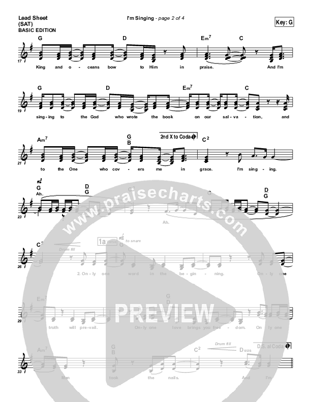 I'm Singing Lead Sheet (SAT) (Kari Jobe)