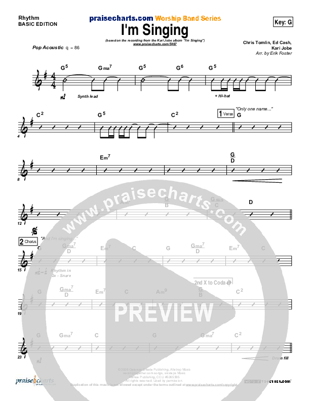 I'm Singing Rhythm Chart (Kari Jobe)