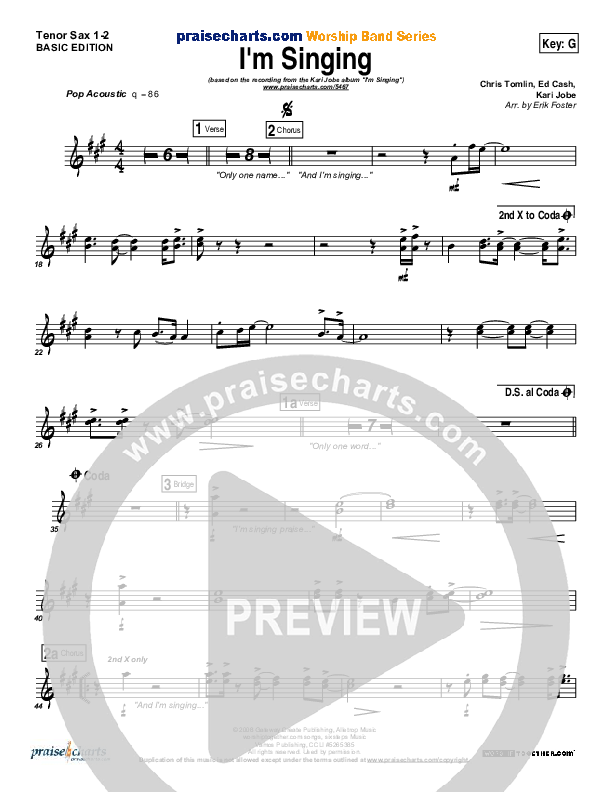 I'm Singing Tenor Sax 1/2 (Kari Jobe)