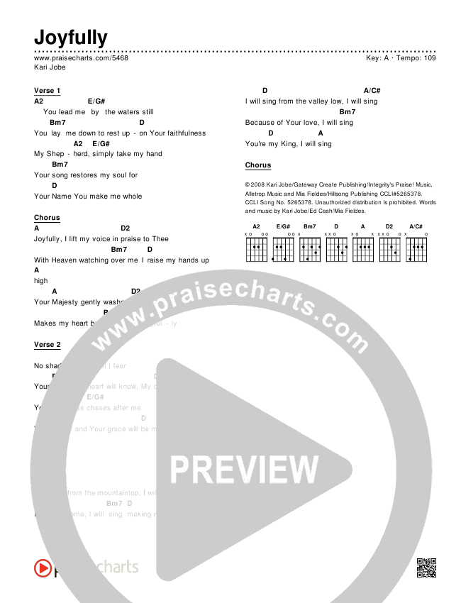 Joyfully Chords & Lyrics (Kari Jobe)
