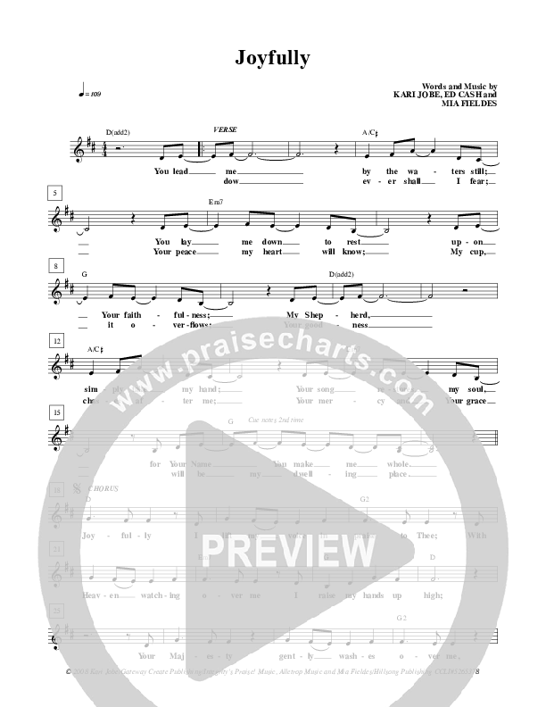 Joyfully Lead Sheet (Kari Jobe)